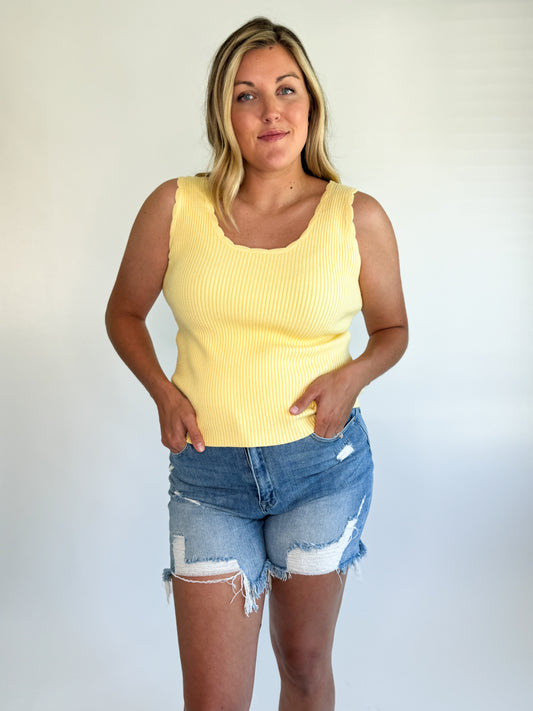 Lillian Knit Tank- Yellow