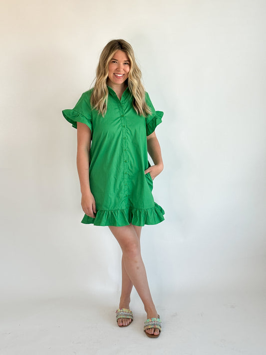 Miya Poplin Dress- Kelly