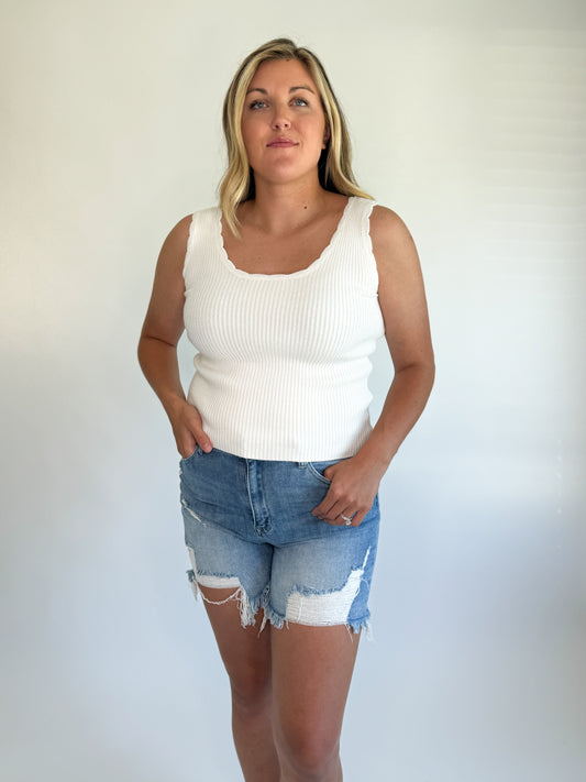 Lillian Knit Tank- Ivory
