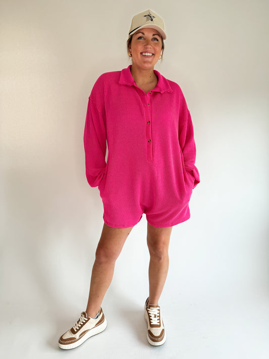 Kyla Romper- Fuchsia