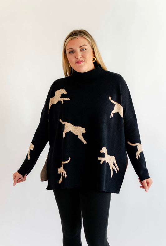 Jungle Cat Sweater- Black
