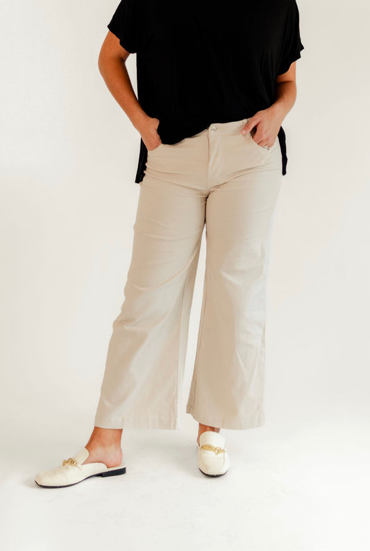 Wide Leg Jeans- Sand