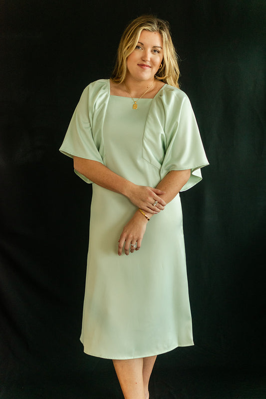 The Delaney Satin Midi- Mint